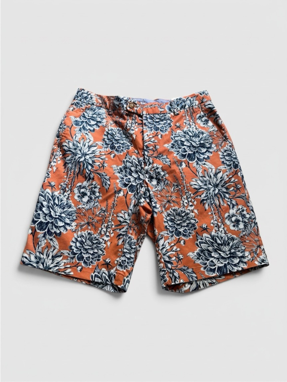 J.McLaughlin Oliver Shorts Mens 31 Coral Navy Mum Toile Floral NWT $148
